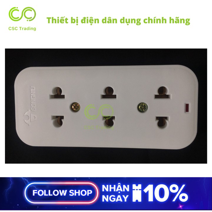 Ổ Cắm Điện Mini Gongniu 3 Ổ – 10A/250/2500W – Trắng – Chính Hãng - 103