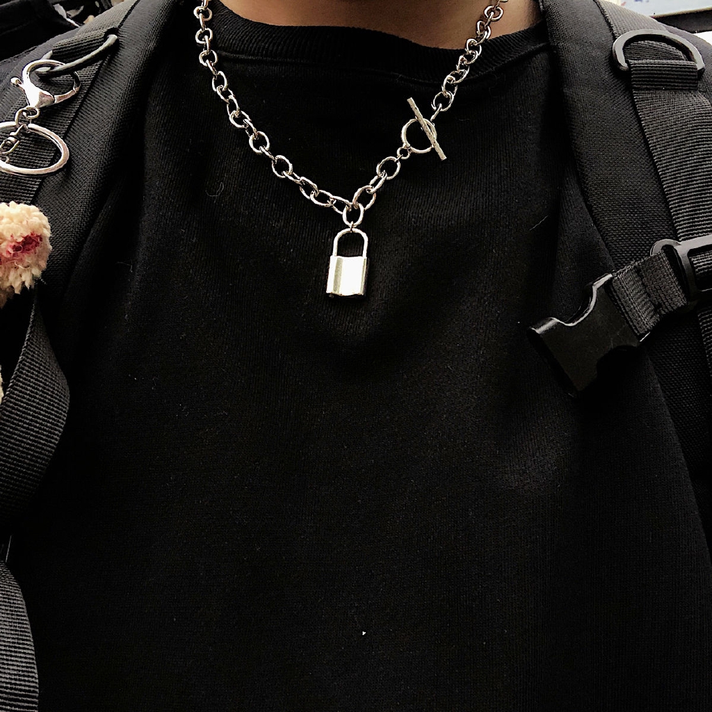 Dây Chuyền Thép Titan Mặt Ổ Khóa Nhỏ Phong Cách Hiphop Cá Tính