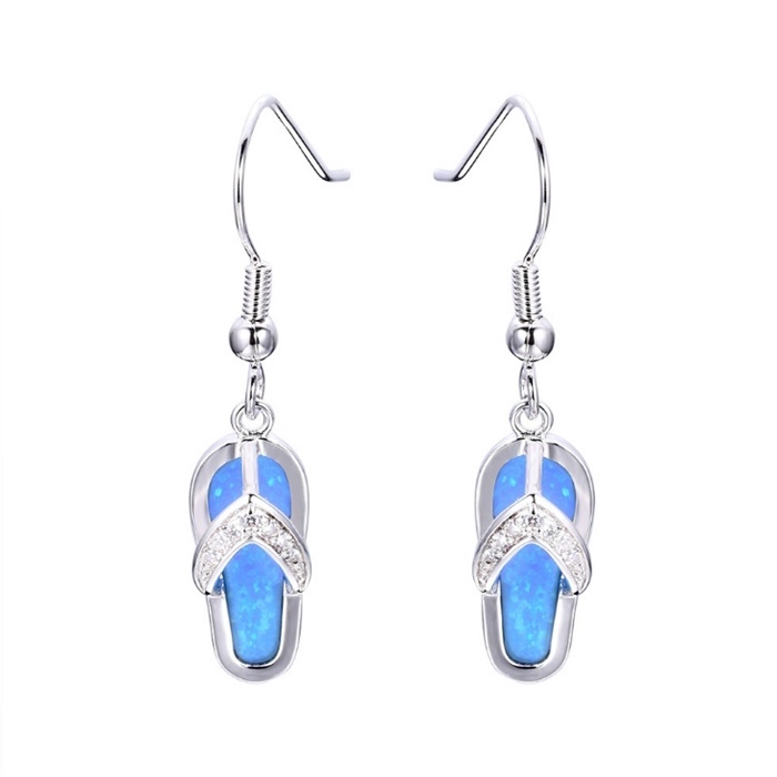 Bông Tai Đính Đá Opal Màu Hồng / Xanh Dương / Trắng / Vàng Hồng Sáng Tạo Cho Nữ