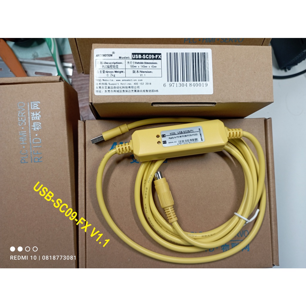 Cáp lập trình PLC Mitsubishi dòng FX USB-SC09-FX giá rẻ, áp dụng cho FX0N đến FX3U