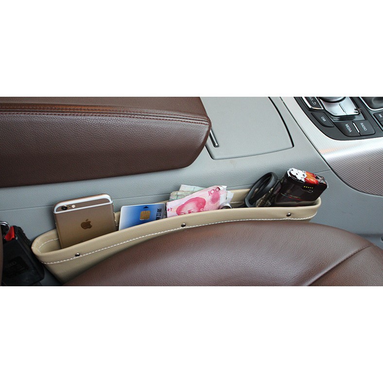 Túi khay để đồ kẹp khe ghế xe hơi ô tô da cao cấp 4 màu sang trọng | BigBuy360 - bigbuy360.vn