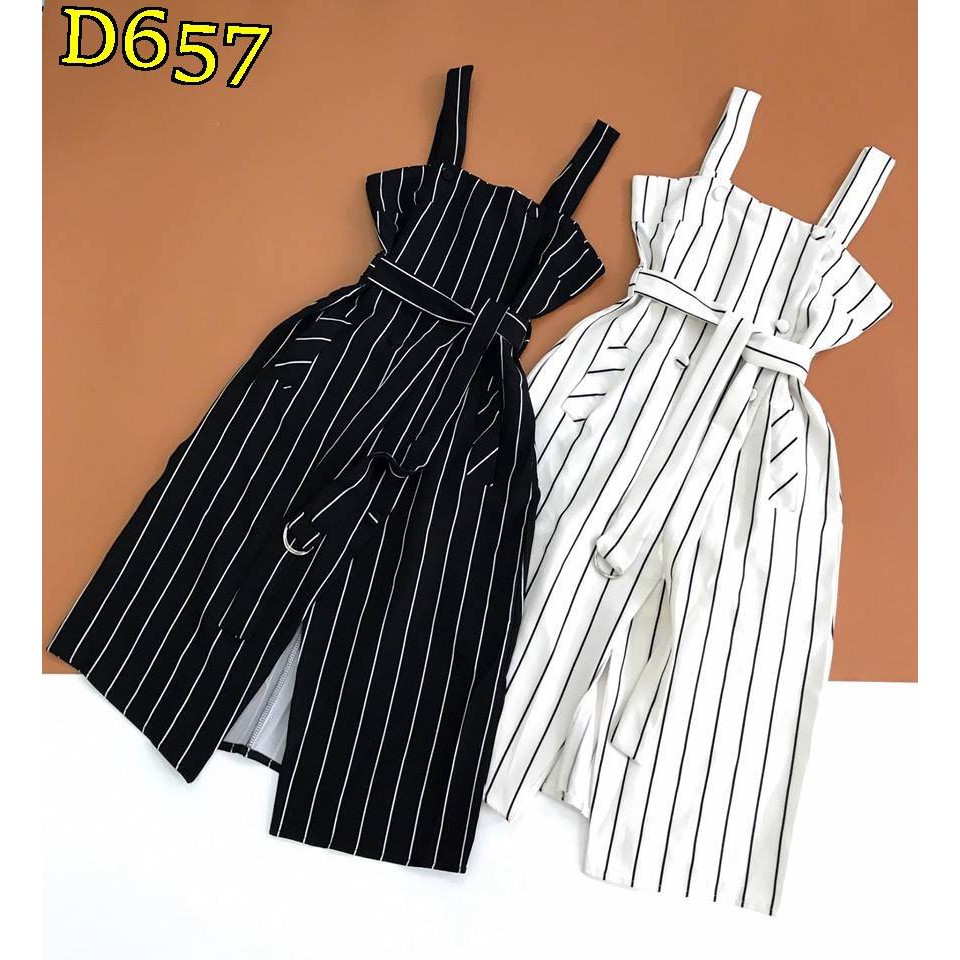 Đầm maxi 2 dây sọc đen trắng