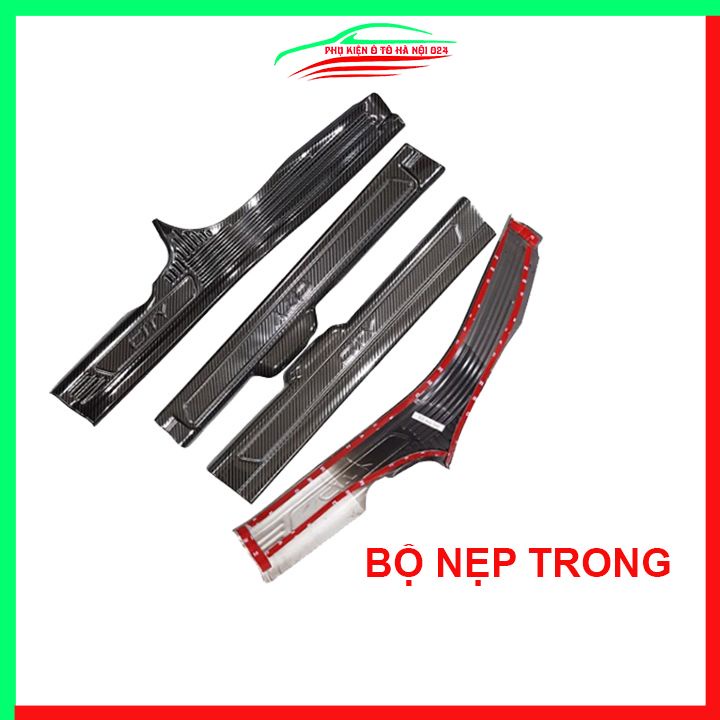 Ốp bậc cửa, nẹp bước chân City 2015-2020 vân cacbon chống trầy bảo vệ trang trí xe