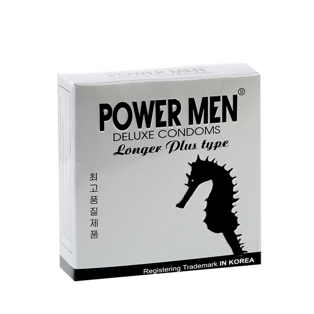 [Chính hãng] Bao cao su gân gai tăng khoái cảm kéo dài thời gian hạn chế xuất tinh POWER MEN LONGER PLUS (Hộp 12c, 3c)