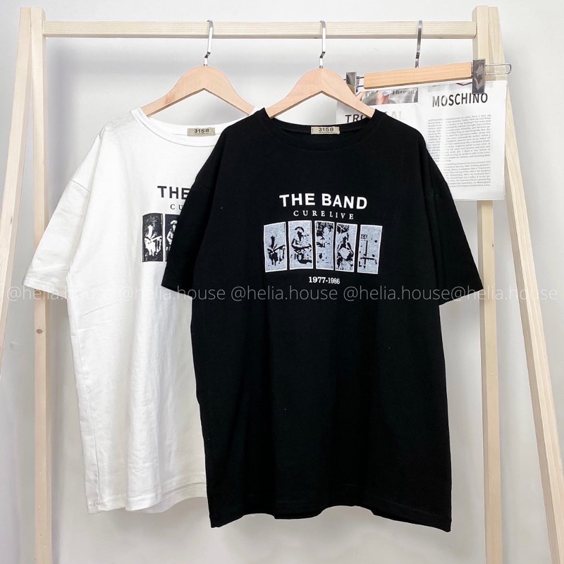 Áo phông 3158 quảng châu form rộng in hình freesize cá tính năng động trắng đen nâu vintage - Helia House