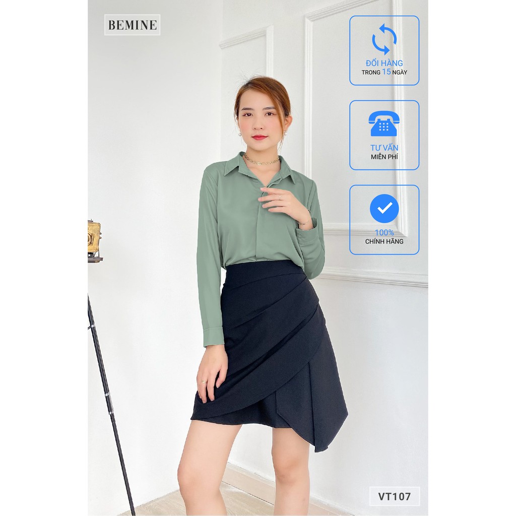 Chân váy xếp li chéo tà BEMINE VT107DEN