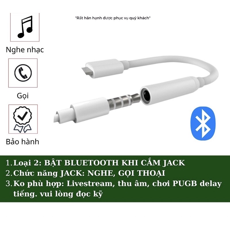 Jack chuyển đổi cho ip 7, 8, X, 11 pro, 12 pro max,13 pro ,14 pro sang chân tai nghe tròn hỗ trợ mic đàm thoại