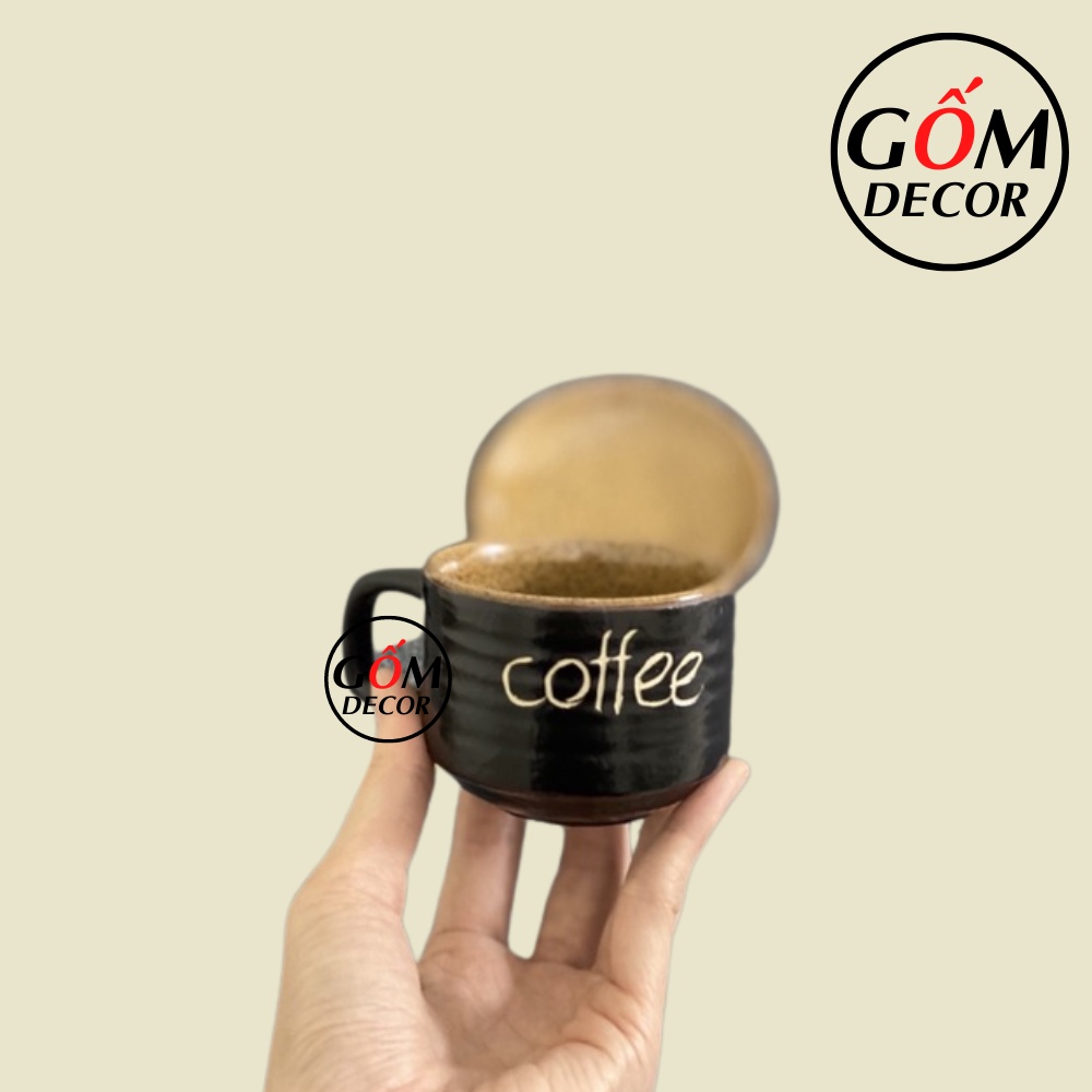 Tách cafe, ly cà phê nóng giả vuốt kèm đĩa - Bát Tràng cao cấp