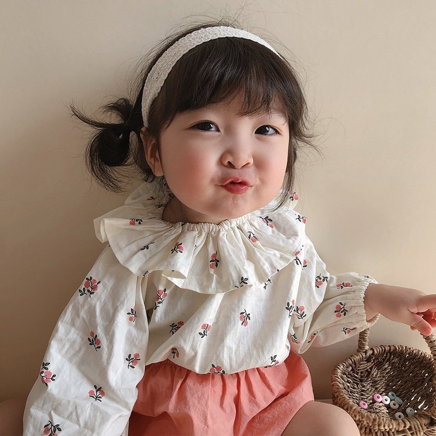 Áo Sơ Mi Tay Dài Cổ Bẻ In Họa Tiết Hoa Nhí Xinh Xắn Thời Trang Xuân Thu Cho Bé