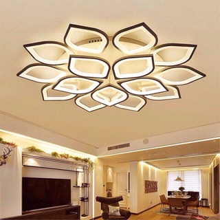 Đèn led ốp trần trang trí phòng khách mâm led 15 cánh hoa sen
