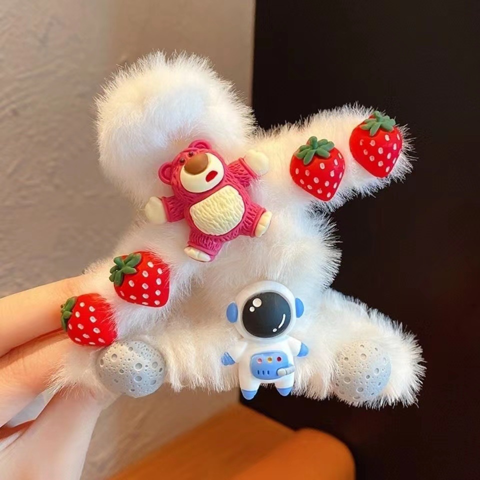 Kẹp Tóc Hình Gấu Bằng Lông Nhung Dễ Thương Xinh Xắn Cho Nữ