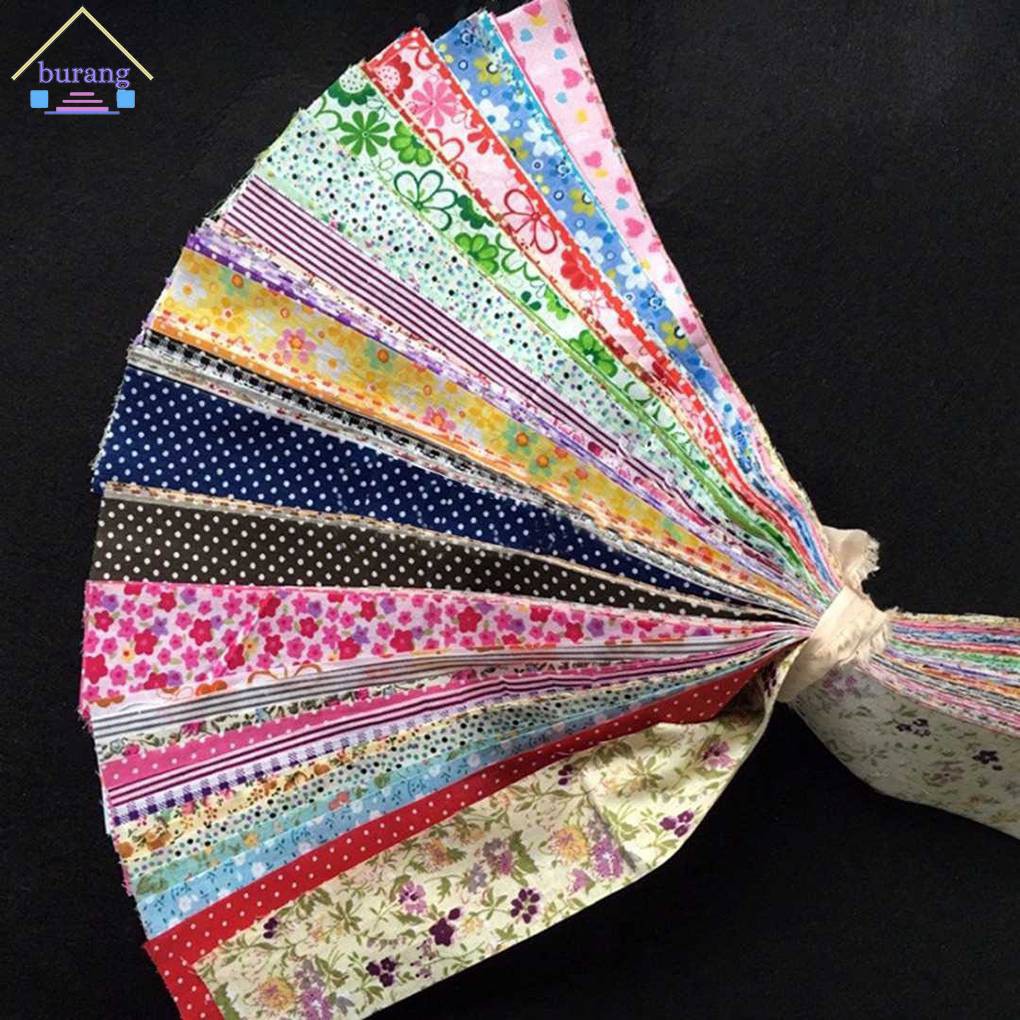 Set 30 miếng vải cotton họa tiết chấm bi/ in hoa dùng may vá thủ công