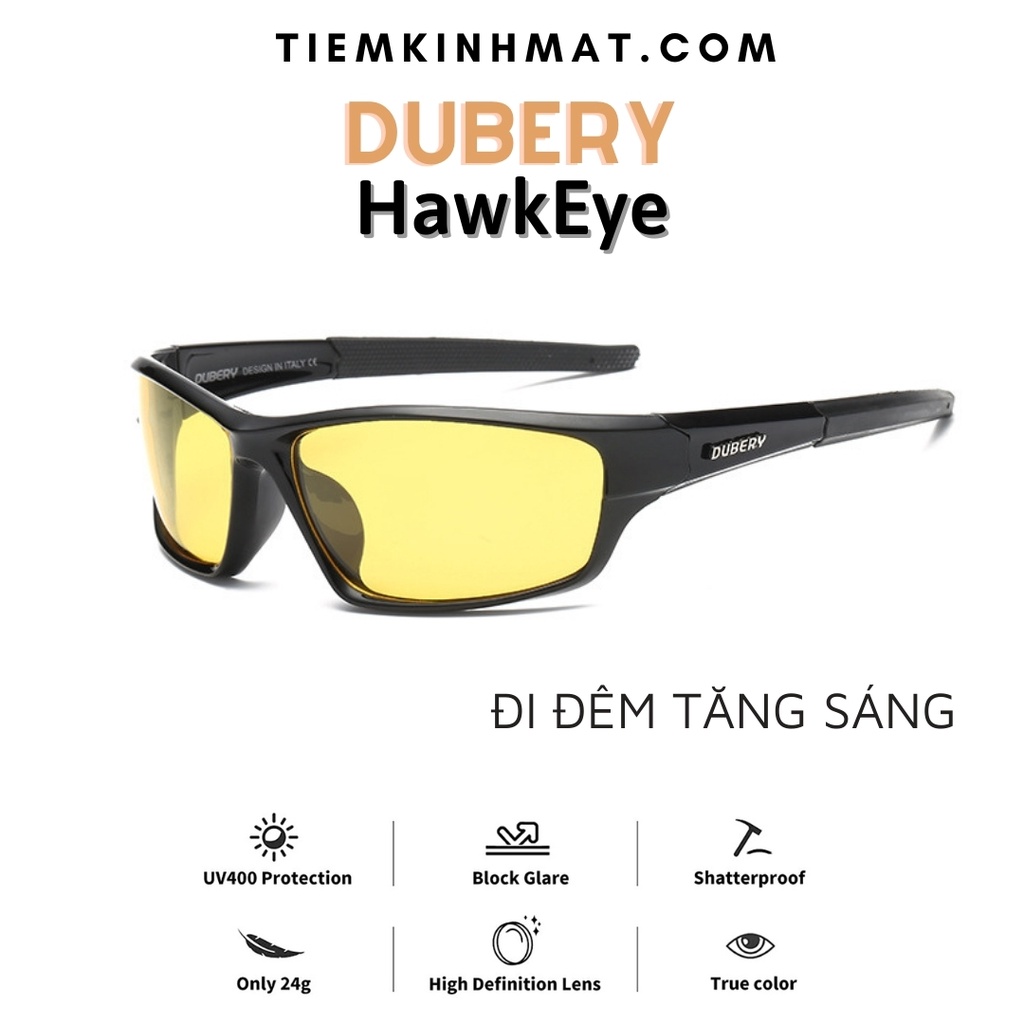 Kính Đi Đêm tăng sáng Dubery - Hawk Tặng Kèm Hộp Cứng Khăn Lau Túi Mềm
