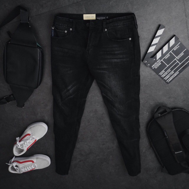 Quần jean nam màu đen xám khói - ống đứng thời trang Hải An Jeans
