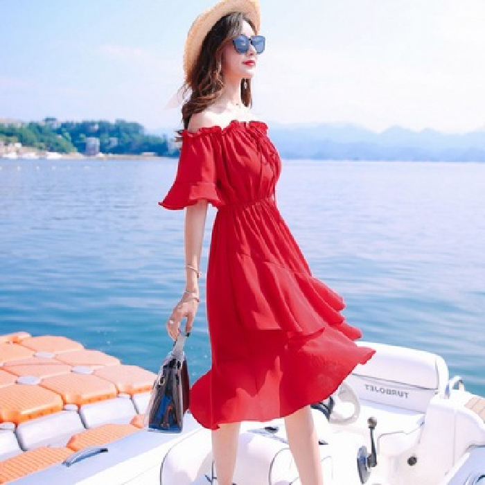 Đầm Nữ Lệch Vai Ngắn Tay Thời Trang Xuân Hè 2021 | BigBuy360 - bigbuy360.vn