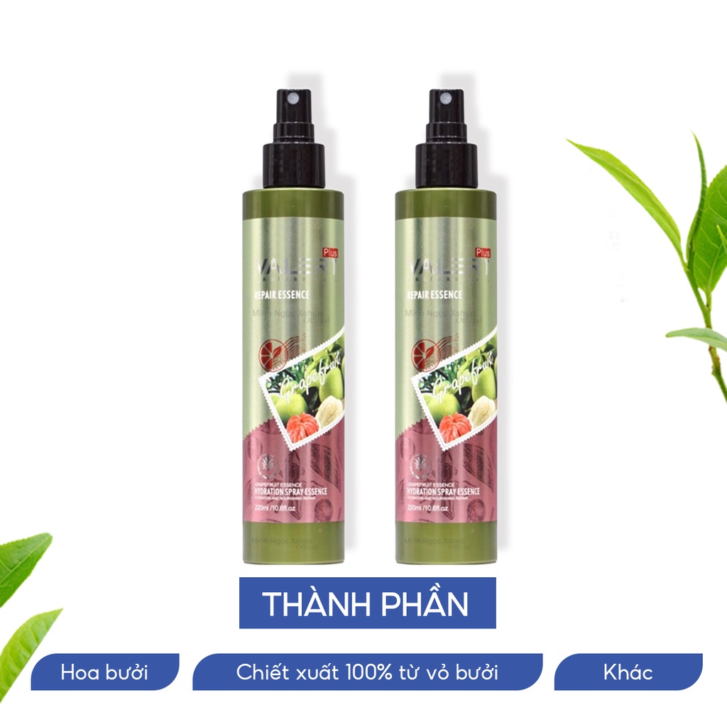 Tinh dầu bưởi xịt dưỡng tóc VALERT GRAPEFRUIT 220ML chính hãng ngừa rụng kích thích mọc tóc | Nước dưỡng tóc bưởi VALERT