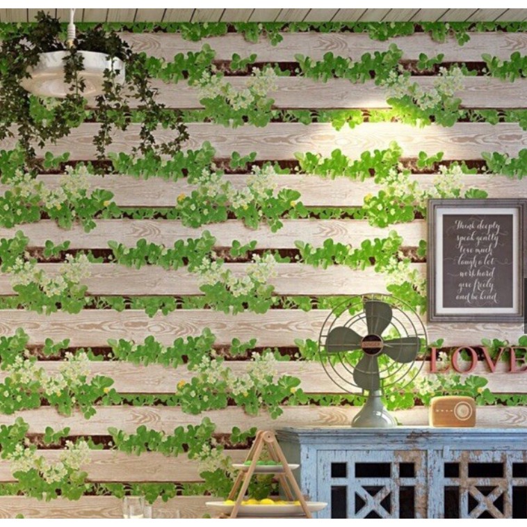 Cuộn 5M dán tường VÁN HÀNG RÀO LÁ khổ rộng 45cm