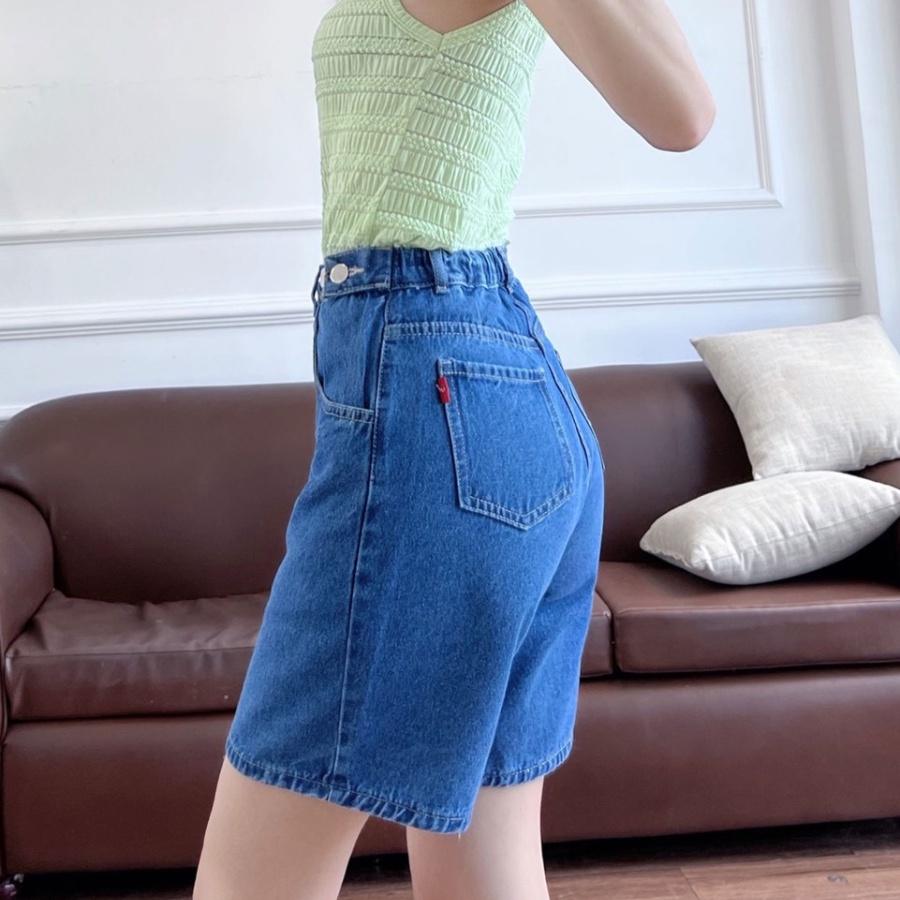 Quần bò nữ cap chun, quần short jean lưng chun đai chỉnh eo có bigsize