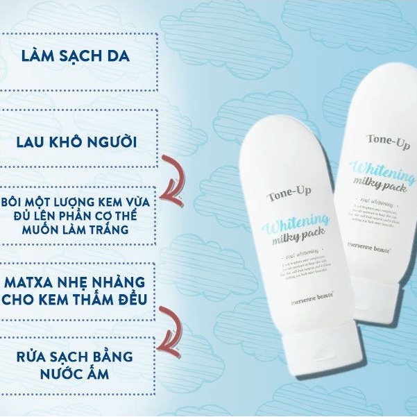 Kem Dưỡng Trắng Da Body Tone Up Whitening Milky Pack Hàn Quốc 200ml - NÂNG TÔNG BODY CHỈ TRONG 5 PHÚT
