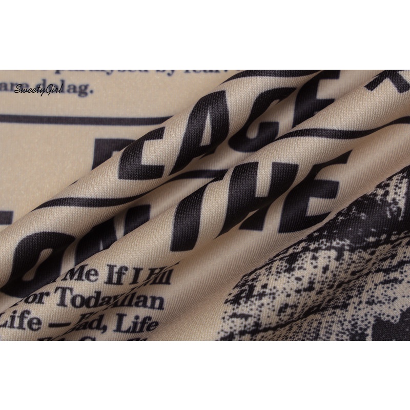 Áo Hai Dây Cổ Thấp In Họa Tiết Báo Chí Thời Trang 2022 Cho Nữ