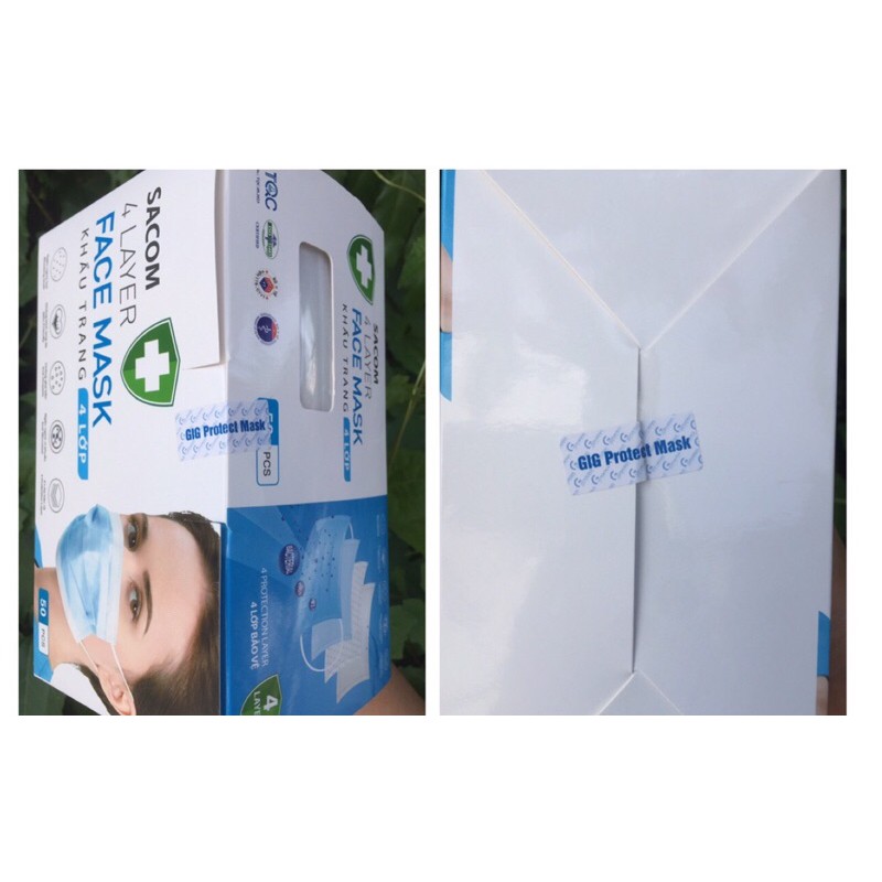 Hộp 50 cái khẩu trang y tế 4 lớp SACOM