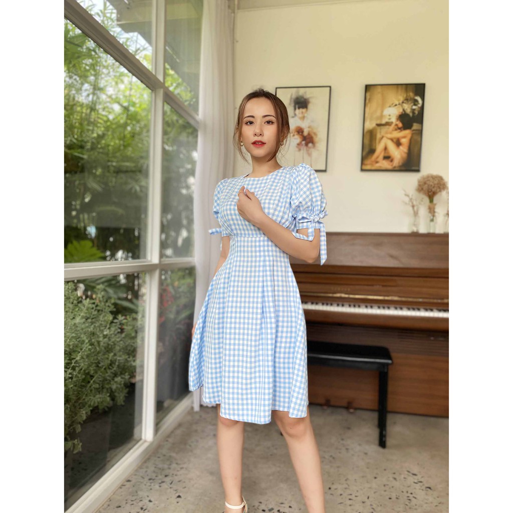 [Mã SKAMA06 giảm 8% tối đa 50K đơn 250K] Đầm công sở caro xanh cá tính form dài | BigBuy360 - bigbuy360.vn