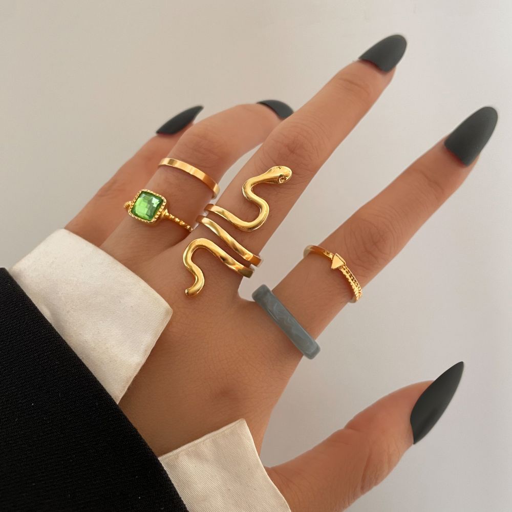 IF ME Bộ nhẫn đính ngọc trai giả/pha lê giả phong cách vintage thời trang cho nữ