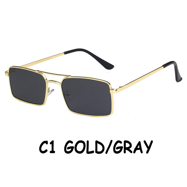 Kính mát hình chữ nhật gọng kim loại thời trang Hàn Quốc