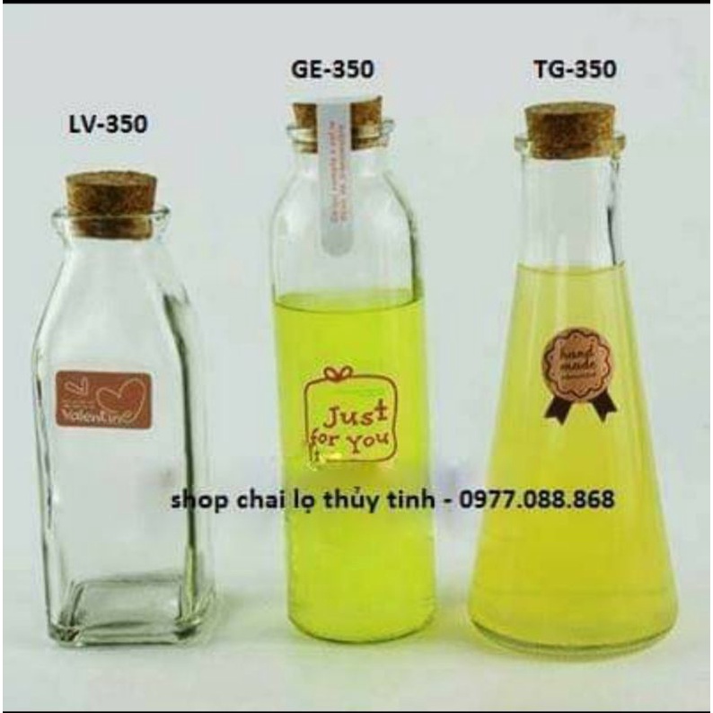 LỌ THỦY TINH DETOX - LỌ NÚT GỖ 350ML ( MẪU NGẪU NHIÊN )