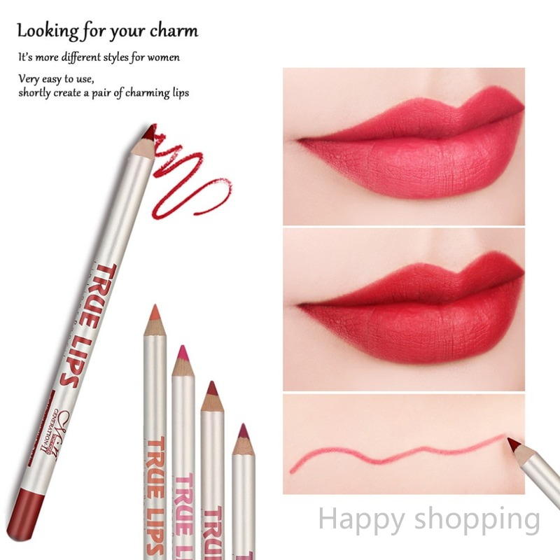(Hàng Mới Về) Chì Kẻ Viền Môi 12 Màu Sắc Tùy Chọn Chống Thấm Nước