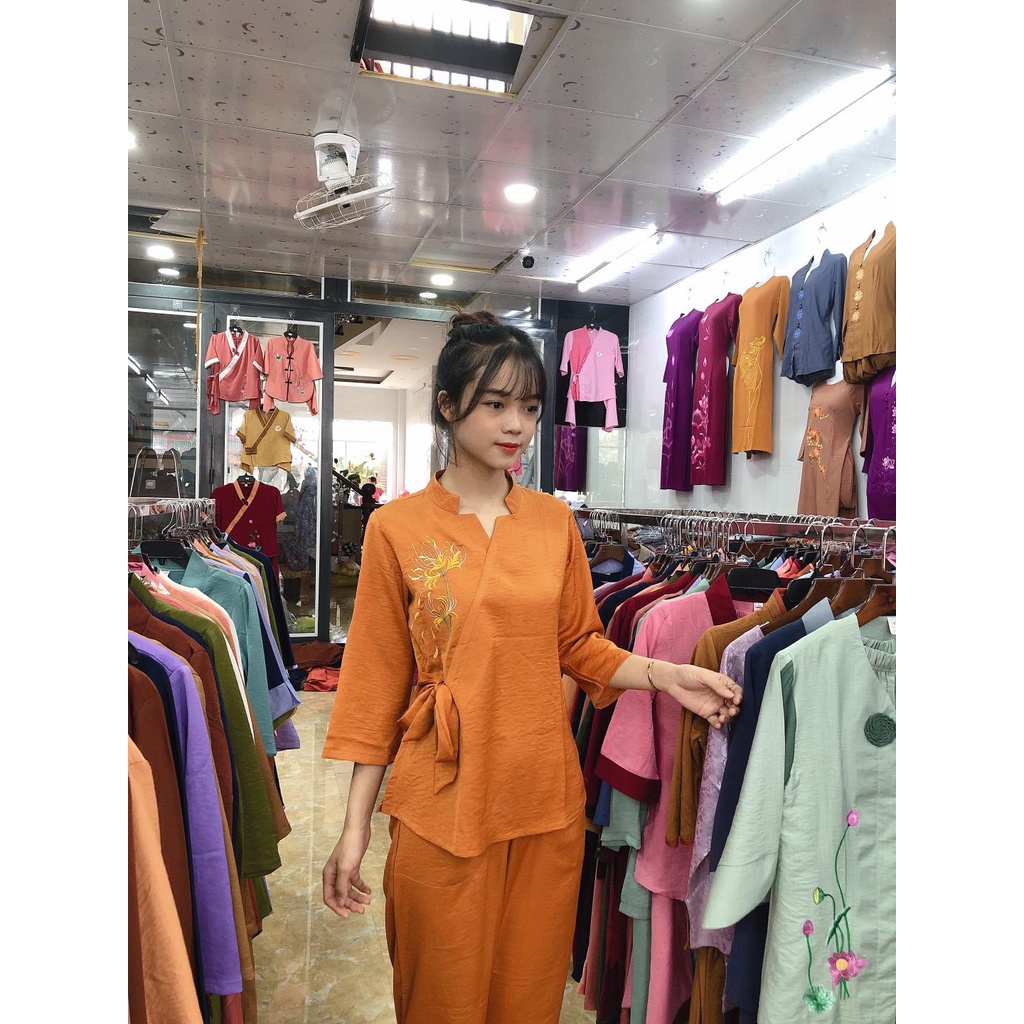 ĐỒ LAM ĐI CHÙA #Mã Freeship Xtra RP028# Cổ Ngôi Sao Vải Lụa Tằm Ướt
