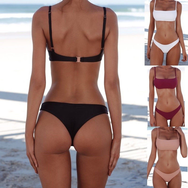 d❃♪Swimwear Bikini Set Padded Bathing Bandage Bra Push-up Suit Swimsuit Women