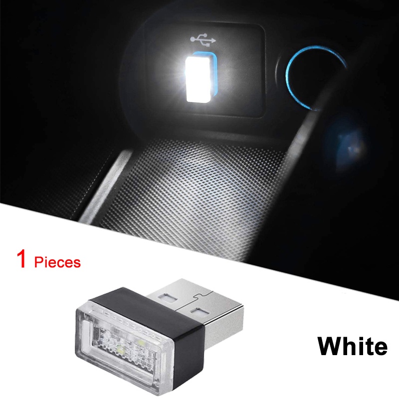 1 Đèn LED USB Trang Trí Nội Thất Xe Hơi Mini Màu Trắng Đỏ Bule