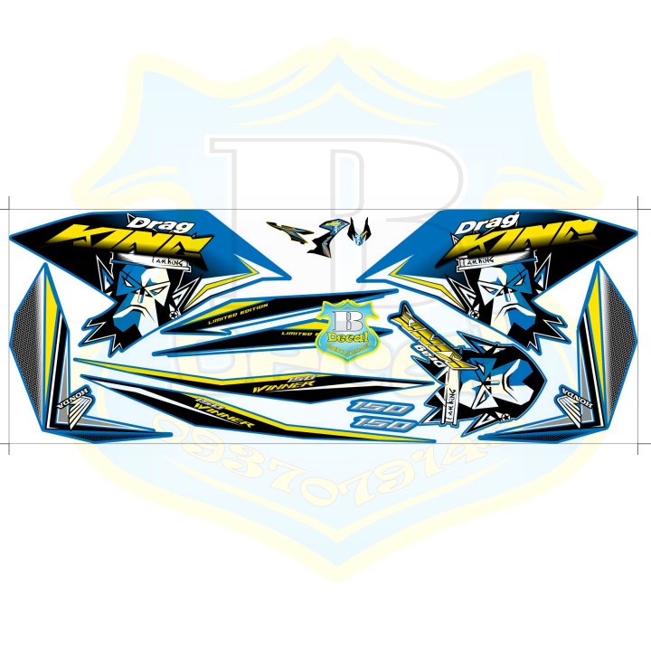 ( Quí khách vui lòng mang ra tiệm cho thợ dán ) Tem winner X king drag xanh 17