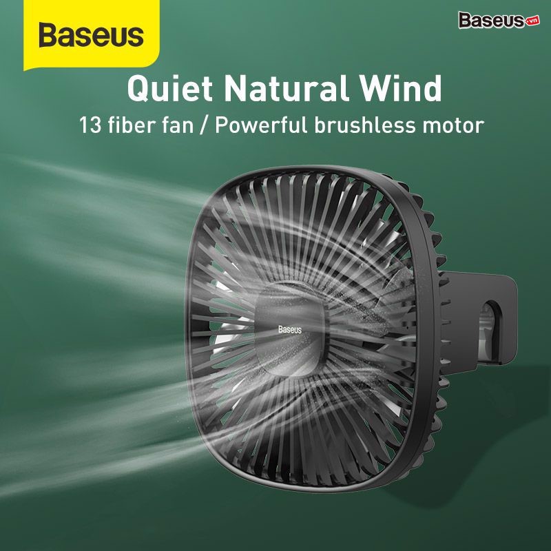 Quạt mini gắn lưng ghế dùng trên xe ô tô Baseus Natural Fan (Pin sạc 1000mAh,2 cấp tốc độ,từ tính)