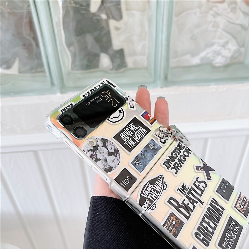 Ốp Điện Thoại PC Cứng Chống Sốc Màu Laser Thời Trang Cho Samsung Galaxy Z Flip 3 Z Flip 4 Flip 1 2