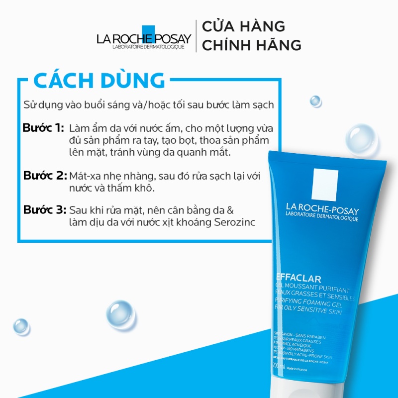 Gel rửa mặt làm sạch cho da dầu nhạy cảm La Roche-Posay Effaclar 50ml