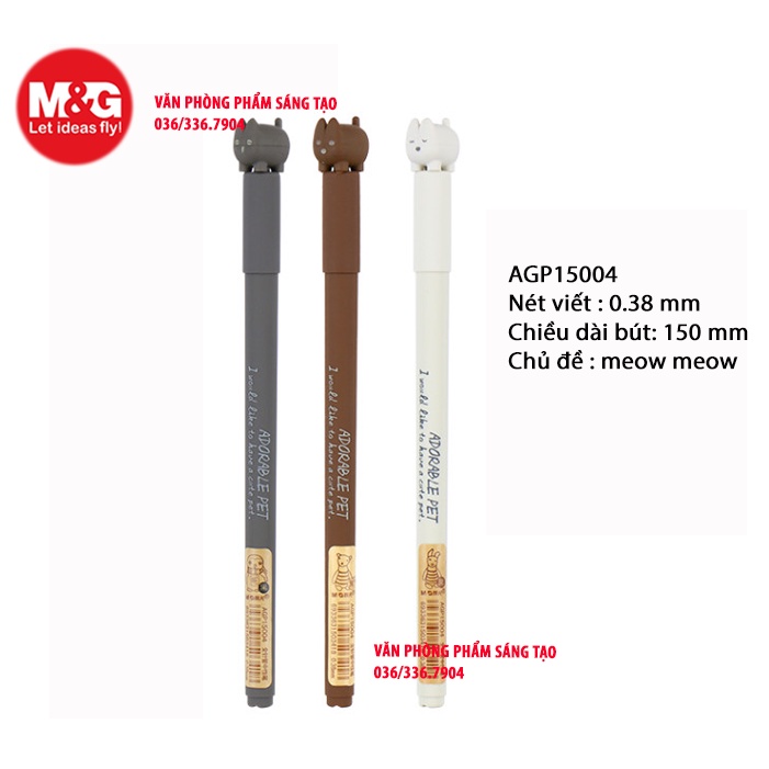 Bút hình mèo siêu cute chất lượng tốt nét mảnh 0.35 và 0.38 chính hãng M&G