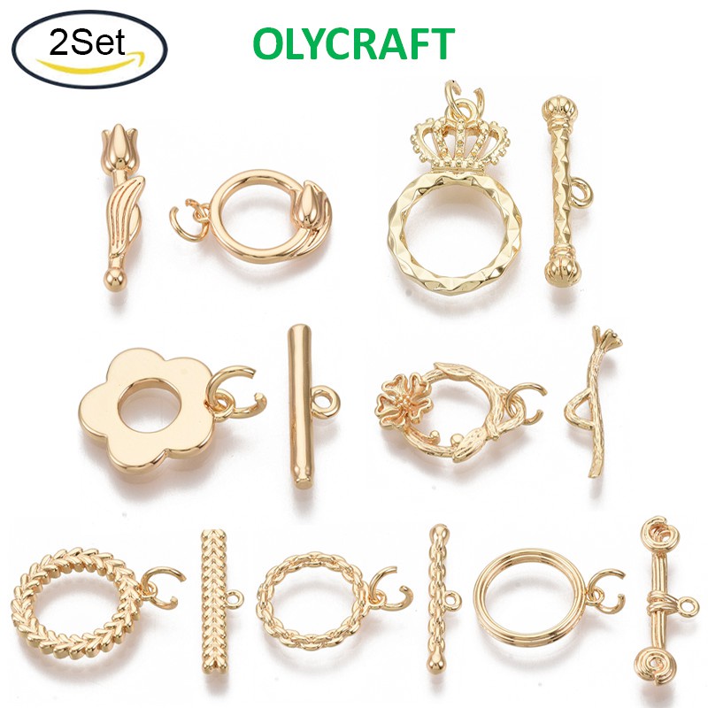 Bộ 2-50 móc khóa gài bằng đồng thau mạ vàng 18K dùng để làm đồ trang sức DIY tiện dụng