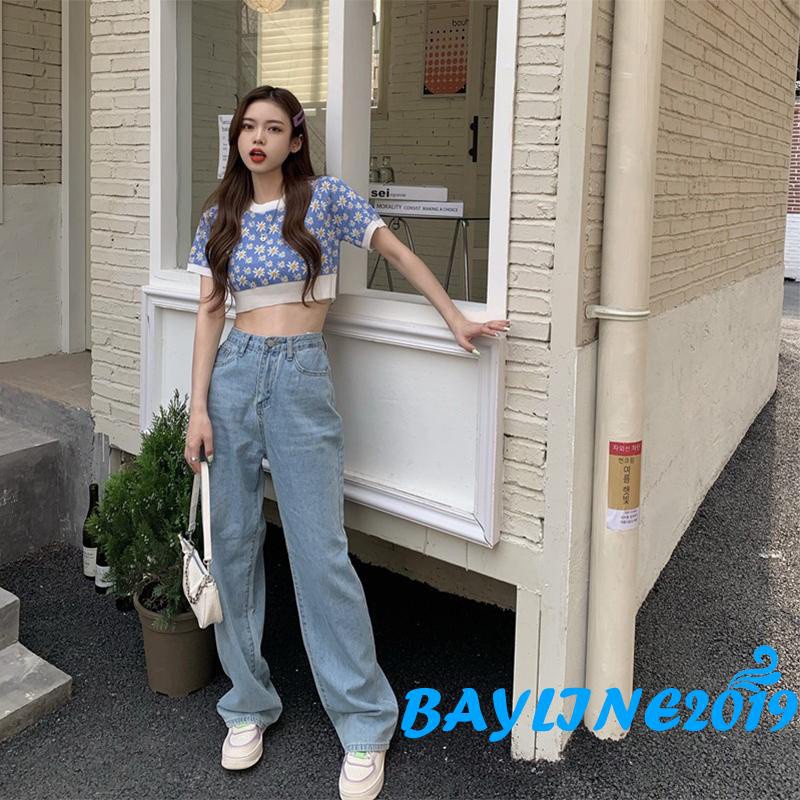 Áo Dệt Kim Tay Phồng Cổ Tròn In Họa Tiết Hoa Cúc Sáng Tạo Thời Trang Mùa Hè Cho Nữ