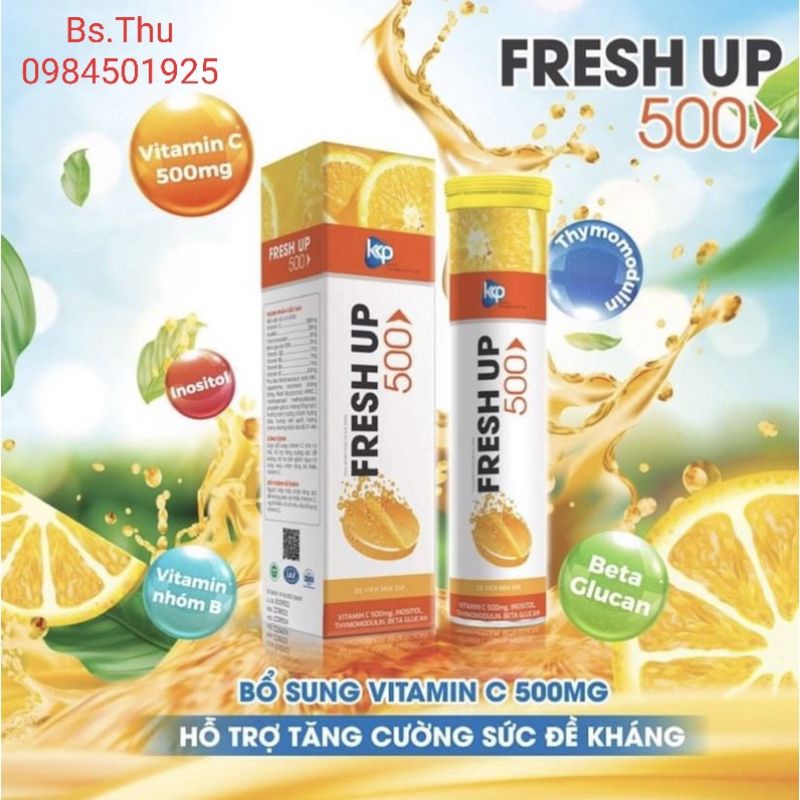 C Sủi Fresh up 500 mg vị cam tube 20 viên - Giúp bổ sung vitamin C hỗ trợ tăng cường sức đề kháng
