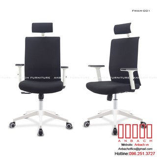Ghế văn phòng/ghế giám đốc bọc vải cao cấp, chân xoay 360 độ, có tựa đầu và tay vịn điều chỉnh, mã sp FWAH-001/ 003/ 005