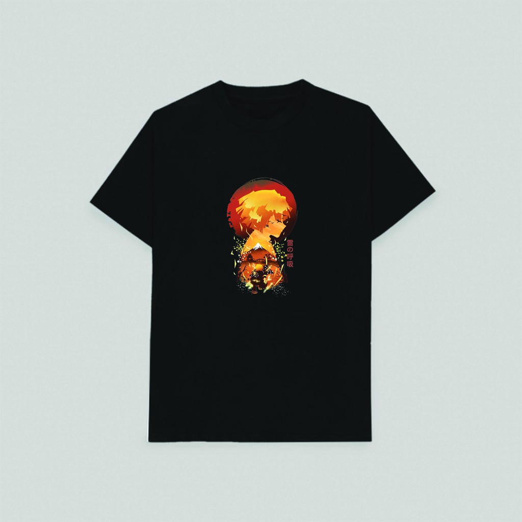 Áo thun phông đen in hình Kimetsu no Yaiba Thanh Gươm Diệt Quỷ chibi anime thời trang nam nữ dễ thương độc đáo m4