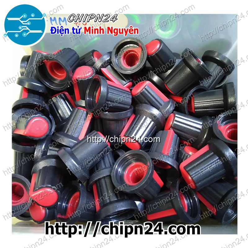 [5 CÁI] (F44) Nắp chụp Biến trở 15x17MM ĐỎ (Dùng cho Biến trở WH148, Đường kính 15mm, cao 17mm, lỗ trong 6mm, Trục Hoa)