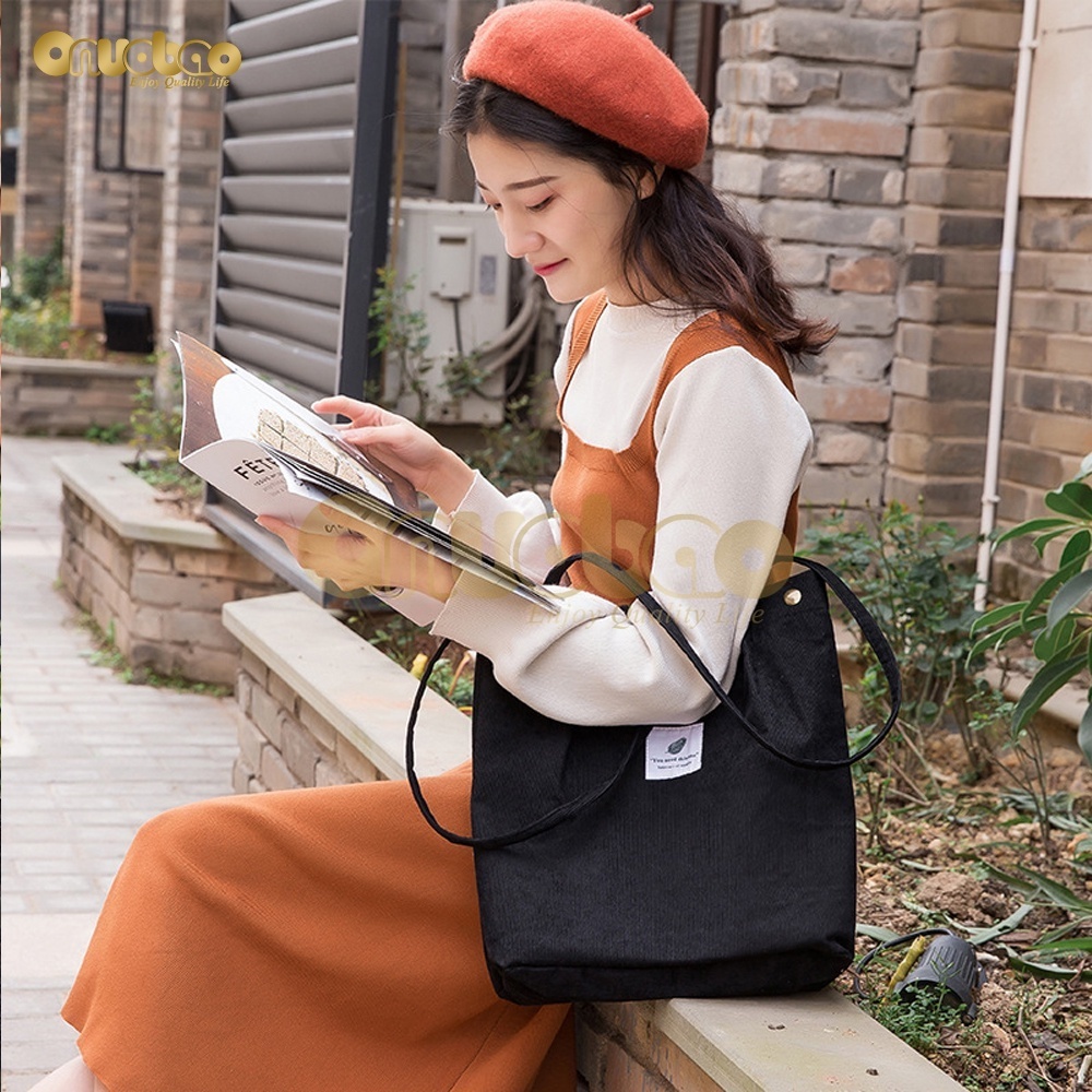 Túi xách ONUOBAO vải nhung tăm thời trang Hàn Quốc