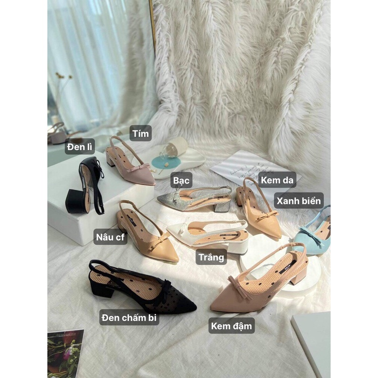 Giày nữ mũi nhọn phối lưới bi  thời trang MYSS - CG136