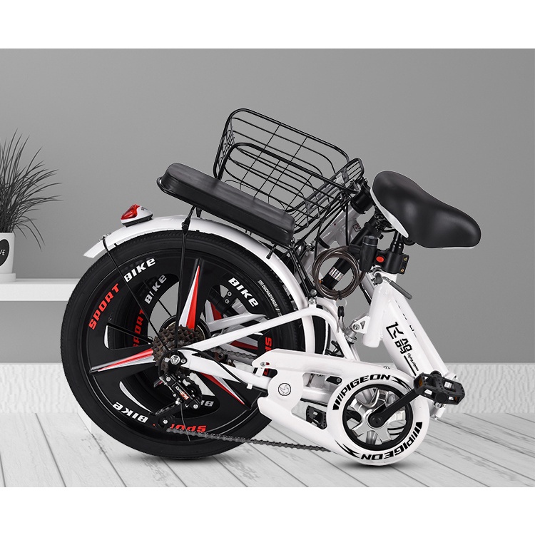 Xe đạp gấp siêu nhẹ nhiều tốc độ Pigeon, Forever - hàng sẵn trắng, đen