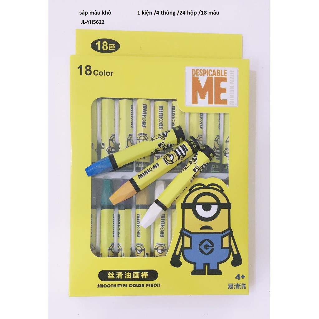 Bút sáp màu Minion 36 màu - 24 màu - 18 màu - 12 màu (Bút sáp dầu) được tặng tranh tô