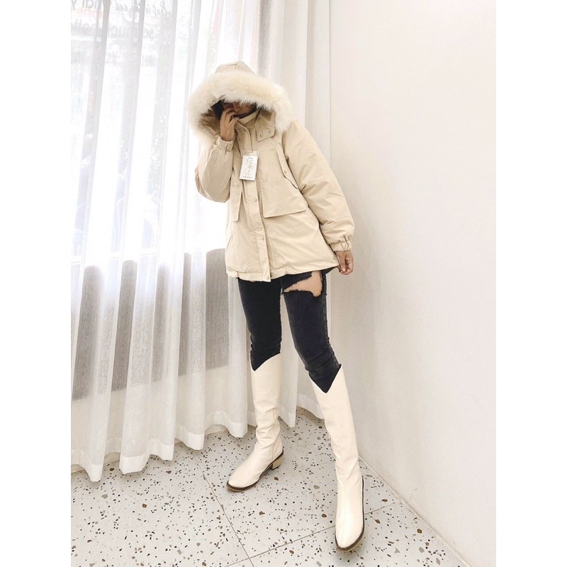 〰️ Áo phao dáng A 3 màu Be, Xanh, Đen siêu đẹp siêu ấm