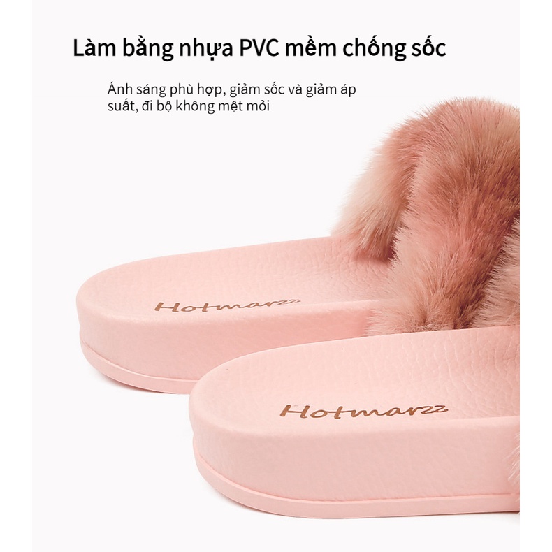 HotmarzzDép Lông Nữ Màu Xám/Hồng BQ4006